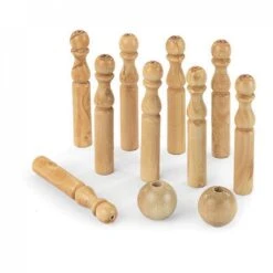 Jeu De 9 Quilles En Bois Massif H 30 Cm
