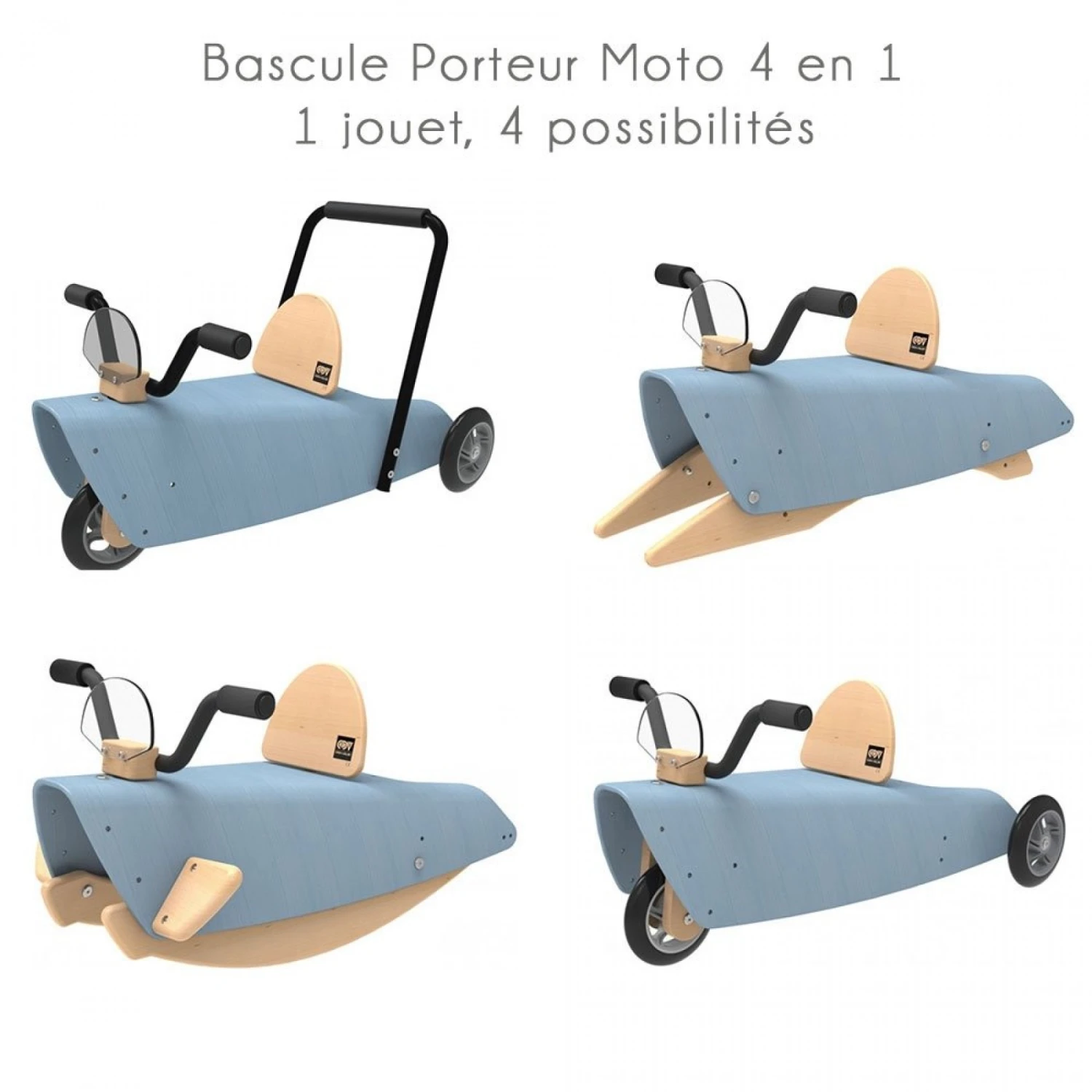 Bascule Porteur Moto 4 En 1 Bleu 3 Bascule Porteur Moto 4 En 1 Bleu