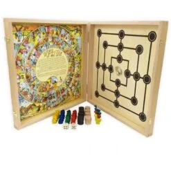 Coffret 4 Jeux Traditionnels - Petits Chevaux - Oie - Marelle - Dames
