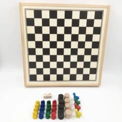 Coffret 4 Jeux Traditionnels - Petits Chevaux - Oie - Marelle - Dames -Point De Jouet coffret 4 jeux traditionnels artisan du jura 2 1