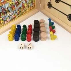 Coffret 4 Jeux Traditionnels - Petits Chevaux - Oie - Marelle - Dames -Point De Jouet coffret 4 jeux traditionnels artisan du jura 3