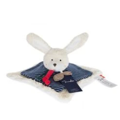 Doudou Lapin Plat En Coton Biologique - 25 X 25 Cm