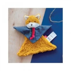 Doudou Renard Rayé En Coton Biologique - 22 Cm -Point De Jouet doudou renard ray coton biologique 22cm ma loutradtion ma0201 4