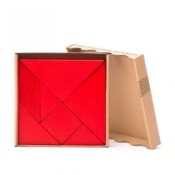 Grand Tangram En Bois Massif - Rouge