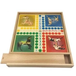 Jeu De L'oie Et Petits Chevaux En Hêtre -Point De Jouet jeu de l oie et petits chevaux artisan du jura 4