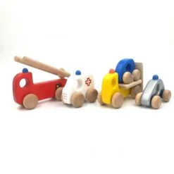 Lot De 5 Véhicules En Bois