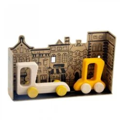 Road Stories - Camion Et Voiture En Bois - Moutarde