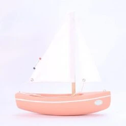 Voilier En Bois - Le Sloop 21,5 Cm - Coque Rose - Tirot