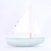 Voilier En Bois - Le Sloop 21,5 Cm - Coque Vert D'eau - Tirot -Point De Jouet voilier bateau le sloop coque vert eau tirot 1
